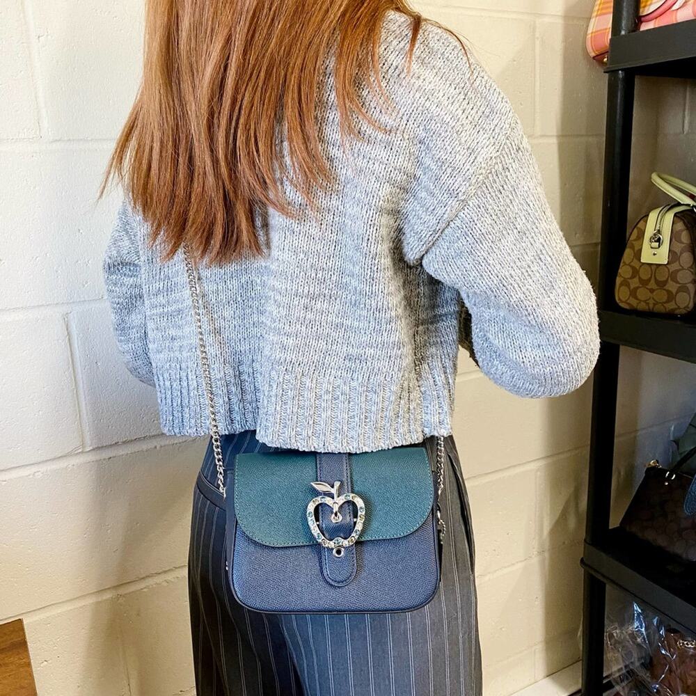 COACH C6797 GEMMA CROSSBODY IN COLORBLOCK WITH APPLE BUCKLE FOREST/MIDNIGHT NAVY
